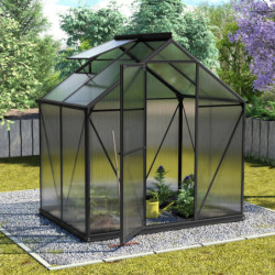 Serre Triton 2,5m² en aluminium noir et panneaux de polycarbonate 4mm - Vitavia