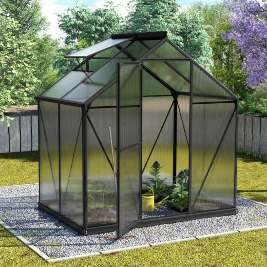 Serre Triton 2,5m² en aluminium noir et panneaux de polycarbonate 4mm - Vitavia