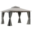 Tonnelle de jardin Stoj 336x402cm en acier thermolaqué noir et polyester - Sunjoy