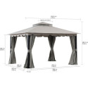 Tonnelle de jardin Stoj 336x402cm en acier thermolaqué noir et polyester - Sunjoy
