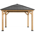 Tonnelle de jardin Pirin 336x336cm en bois massif, acier et polycarbonate - Sunjoy