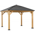 Tonnelle de jardin Pirin 336x336cm en bois massif, acier et polycarbonate - Sunjoy