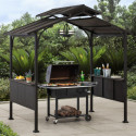 Tonnelle pour barbecue Aspe 244x152cm en acier thermolaqué noir - Sunjoy
