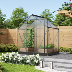 Serre Triton 2,5m² en aluminium noir et panneaux de polycarbonate 6mm - Vitavia