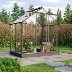 Serre Triton 2,5m² en aluminium noir et panneaux de verre de sécurité de 3mm - Vitavia