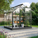 Serre Triton 3,8m² en aluminium noir et panneaux de verre de sécurité de 3mm - Vitavia