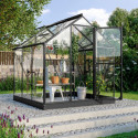 Serre Triton 3,8m² en aluminium noir et panneaux de verre de sécurité de 3mm - Vitavia