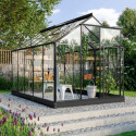 Serre Triton 6,2m² en aluminium noir et panneaux de verre de sécurité de 3mm - Vitavia