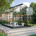 Serre Triton 6,2m² en aluminium noir et panneaux de verre de sécurité de 3mm - Vitavia