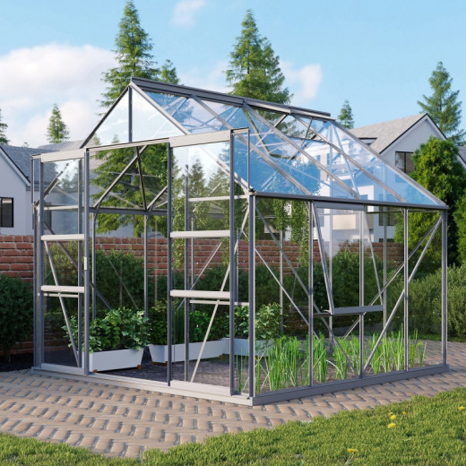 Serre de jardin Meridian2 6,7m² en aluminium anodisé et panneaux de verre de sécurité de 3mm - Vitavia