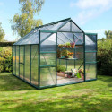 Serre de jardin Meridian2 8,3m² en aluminium émeraude et polycarbonate 4mm – Vitavia