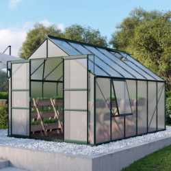 Serre de jardin Meridian2 9,9m² en aluminium émeraude et polycarbonate 4mm – Vitavia