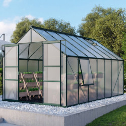 Serre de jardin Meridian2 11,5m² en aluminium émeraude et polycarbonate 6mm – Vitavia