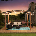 Pergola Skuta 406x259cm en acier thermolaqué aspect bois et polyester - Sunjoy
