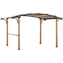 Pergola Skuta 406x259cm en acier thermolaqué aspect bois et polyester - Sunjoy