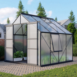 Serre de jardin Meridian2 6,7m² en aluminium noir et polycarbonate 4mm – Vitavia
