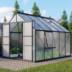 Serre de jardin Meridian2 8,3m² en aluminium noir et polycarbonate 4mm – Vitavia