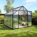 Serre de jardin Meridian2 8,3m² en aluminium noir et polycarbonate 6mm – Vitavia