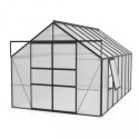 Serre de jardin Meridian2 11,5m² en aluminium noir et polycarbonate 6mm – Vitavia