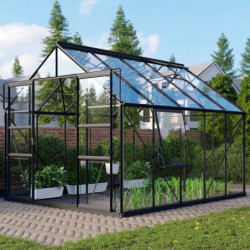Serre de jardin Meridian2 8,3m² en aluminium noir et panneaux de verre de sécurité de 3mm – Vitavia