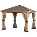 Rideaux en polyester kaki pour tonnelle de jardin 336x336cm - Sunjoy