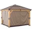 Rideaux en polyester kaki pour tonnelle de jardin 336x336cm - Sunjoy