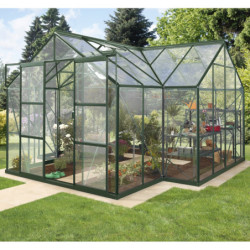 Serre de jardin orangerie Sirius 13m² en aluminium émeraude et vitrage en verre - Vitavia
