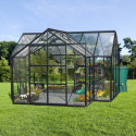 Serre de jardin orangerie Sirius 13m² en aluminium noir et vitrage en verre - Vitavia