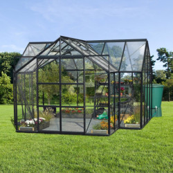 Serre de jardin orangerie Sirius 13m² en aluminium noir et vitrage en verre - Vitavia