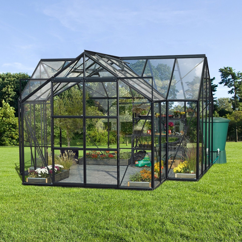 Serre de jardin orangerie Sirius 13m² en aluminium noir et vitrage en verre - Vitavia