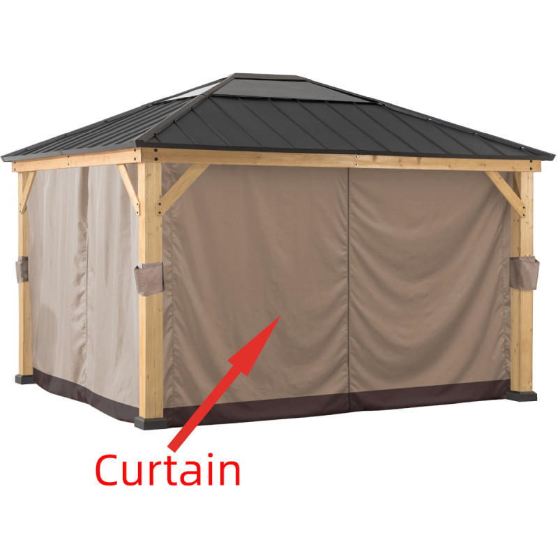 Rideaux en polyester kaki pour tonnelle de jardin 335x393cm - Sunjoy