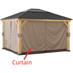 Rideaux en polyester kaki pour tonnelle de jardin 393x452cm - Sunjoy