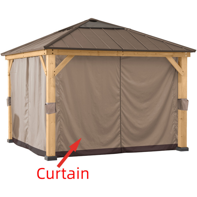 Rideaux en polyester kaki pour tonnelle de jardin 273x273cm - Sunjoy