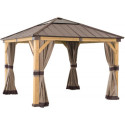 Rideaux en polyester kaki pour tonnelle de jardin 273x273cm - Sunjoy