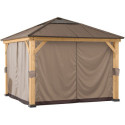 Rideaux en polyester kaki pour tonnelle de jardin 273x273cm - Sunjoy