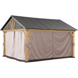 Rideaux en polyester kaki pour tonnelle de jardin 335x399cm - Sunjoy