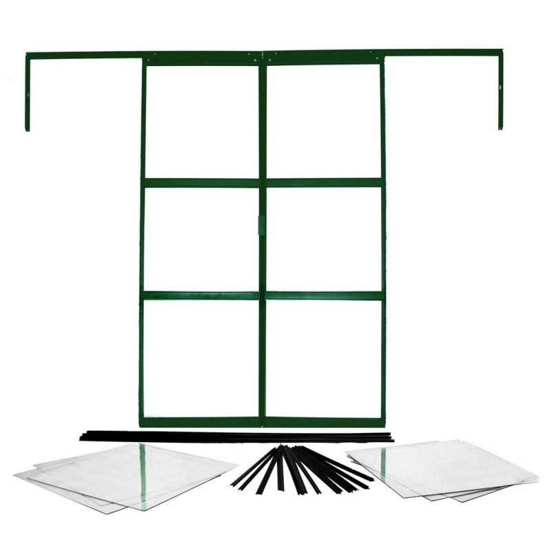 Double porte coulissante supplémentaire en alu émeraude pour les serres de jardin Sirius - Vitavia