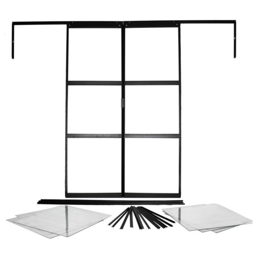 Double porte coulissante supplémentaire en alu noir pour les serres de jardin Sirius - Vitavia