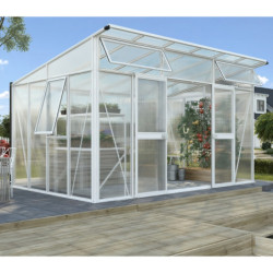 Serre Aphrodite 11,5m² en aluminium blanc et panneaux de polycarbonate 10mm - Vitavia