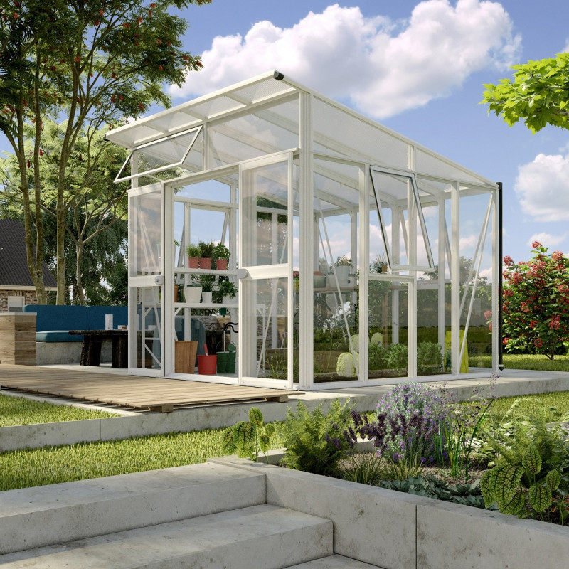 Serre Aphrodite 7,8m² en aluminium blanc et vitrage combiné - Vitavia