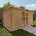 Abri de jardin toit plat 12m² PENTY - madriers 28mm traité - Gardy Shelter