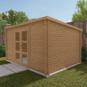 Abri de jardin toit plat 12m² PENTY - madriers 28mm traité - Gardy Shelter