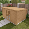 Abri de jardin toit plat 12m² PENTY - madriers 28mm traité - Gardy Shelter