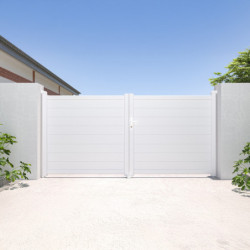 Portail battant plein en aluminium 300x142cm GARDE - coloris blanc - X-Metal