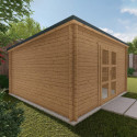 Abri de jardin toit plat 16m² PENTY - madriers 28mm traité - tuiles métalliques - Gardy Shelter