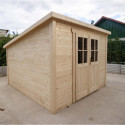 Abri de jardin toit plat 9m² BASIC - madriers 20mm brut - Gardy Shelter