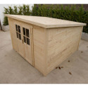 Abri de jardin toit plat 9m² BASIC - madriers 20mm brut - Gardy Shelter