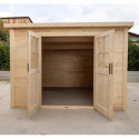 Abri de jardin toit plat 9m² BASIC - madriers 20mm brut - Gardy Shelter