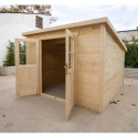 Abri de jardin toit plat 9m² BASIC - madriers 20mm brut - Gardy Shelter