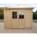 Abri de jardin toit plat 9m² BASIC - madriers 20mm brut - Gardy Shelter